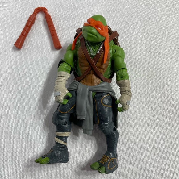 4.5” TMNT Teenage Mutant Ninja Turtles Michelangelo Mikey Mike action figure 201 - Picture 6 of 7